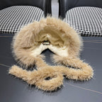 BEANIE HAT IN COLORFUL WOOL AND RABBIT FUR 392115