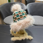 BEANIE HAT IN COLORFUL WOOL AND RABBIT FUR 392116
