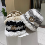 BUCKET HAT IN BROWN MIX WHITE FLEECE 412797