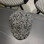 BAKER BOY CAP IN BLACK MIX WHITE FABRIC 431519