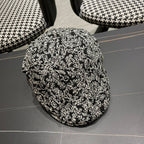 BAKER BOY CAP IN BLACK MIX WHITE FABRIC 431519
