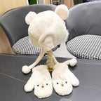 THREE-PIECE SET IN WHITE FLEECE AND WOOL 433195