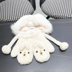 THREE-PIECE SET IN WHITE FLEECE AND WOOL 433195