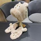 THREE-PIECE SET IN BEIGE FLEECE AND WOOL 433196