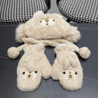 THREE-PIECE SET IN BEIGE FLEECE AND WOOL 433196