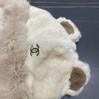 BEANIE HAT IN WHITE LINEN FLEECE AND WOOL 433165