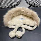 BEANIE HAT IN WHITE LINEN FLEECE AND WOOL 433165