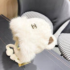 BEANIE HAT IN WHITE FLEECE AND WOOL 433166