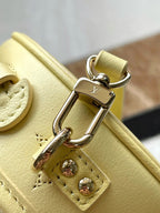 MINI BOITE CHAPEAU 13 IN BANANA YELLOW MONOGRAM PERFORATED CALFSKIN