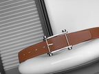 HM REVERSIBLE BLACK AND BRONZE BROWN LEATHER STRAP 32 MM SILVER HARDWARE