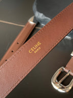 BELT 25MM MEDIUM WESTERN IN DARK BROWN CALFSKIN SILVER BUCKLE