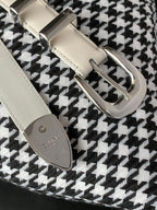 BELT 25MM MEDIUM WESTERN IN IVORY CALFSKIN SILVER GREY BUCKLE