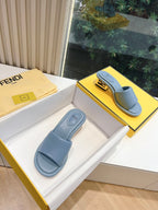 FF Baguette Slides Women 45 Nappa Leather Baby Blue