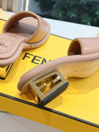 FF Baguette Slides Women 45 Nappa Leather Light Brown