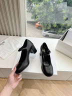 HIGH MARY JANE SHOES IN BLACK CALFSKIN