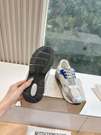 DAD-STAR SNEAKERS IN WHITE MESH SILVER CALFSKIN BLUE EYELETS