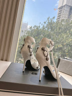 CAGOLE HIGH-HEEL SANDALS IN WHITE LAMBSKIN