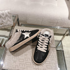 SUPER-STAR SABOTS IN BLACK SHINY CALFSKIN SILVER STAR
