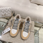 BALL STAR SNEAKERS WITH GLITTER STAR IN WHITE CALFSKIN AND BROWN SUEDE
