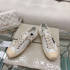 V-STAR SNEAKERS WHITE CALFSKIN WITH BLACK GLITTER STAR