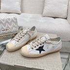 V-STAR SNEAKERS WHITE CALFSKIN WITH BLACK GLITTER STAR