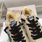 BALL STAR SNEAKERS IN RODEO DUST BEIGE CALFSKIN WITH GREEN STAR BLUE HEEL TAB