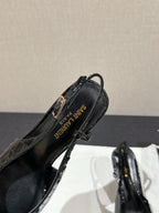 SL CHERISH CROCODILE SLINGBACK PUMP 75 BLACK CALFSKIN