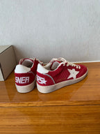 BALL STAR SNEAKERS WHITE STAR IN RED SUEDE AND CALFSKIN