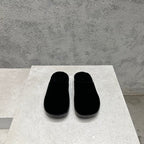SNAP SLIPPER IN BLACK SUEDE AND SHEARLING LINING
