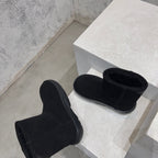 SNAP ANKLE BOOT IN BLACK SUEDE AND SHEARLING LINING