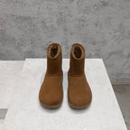 SNAP ANKLE BOOT IN BRONZE BROWN SUEDE AND SHEARLING LINING