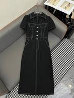 LONG SHIRT DRESS IN PAPER DENIM
