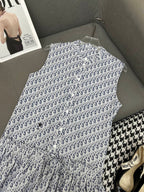 DIOR SLEEVELESS PRINTED DENIM DRESS 269128