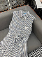 SLEEVELESS STRIPED SHIRT DRESS