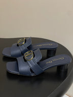 DIOR HIGH HEEL CLASSIC MONTAIGNE 40 MM 25S IN MIDNIGHT BLUE LAMBSKIN WITH CD LOGO