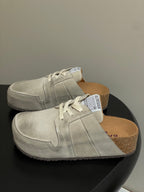 BALENCIAGA 25S MULES BIRKENSTOCK IN CREAM BEIGE SUEDE