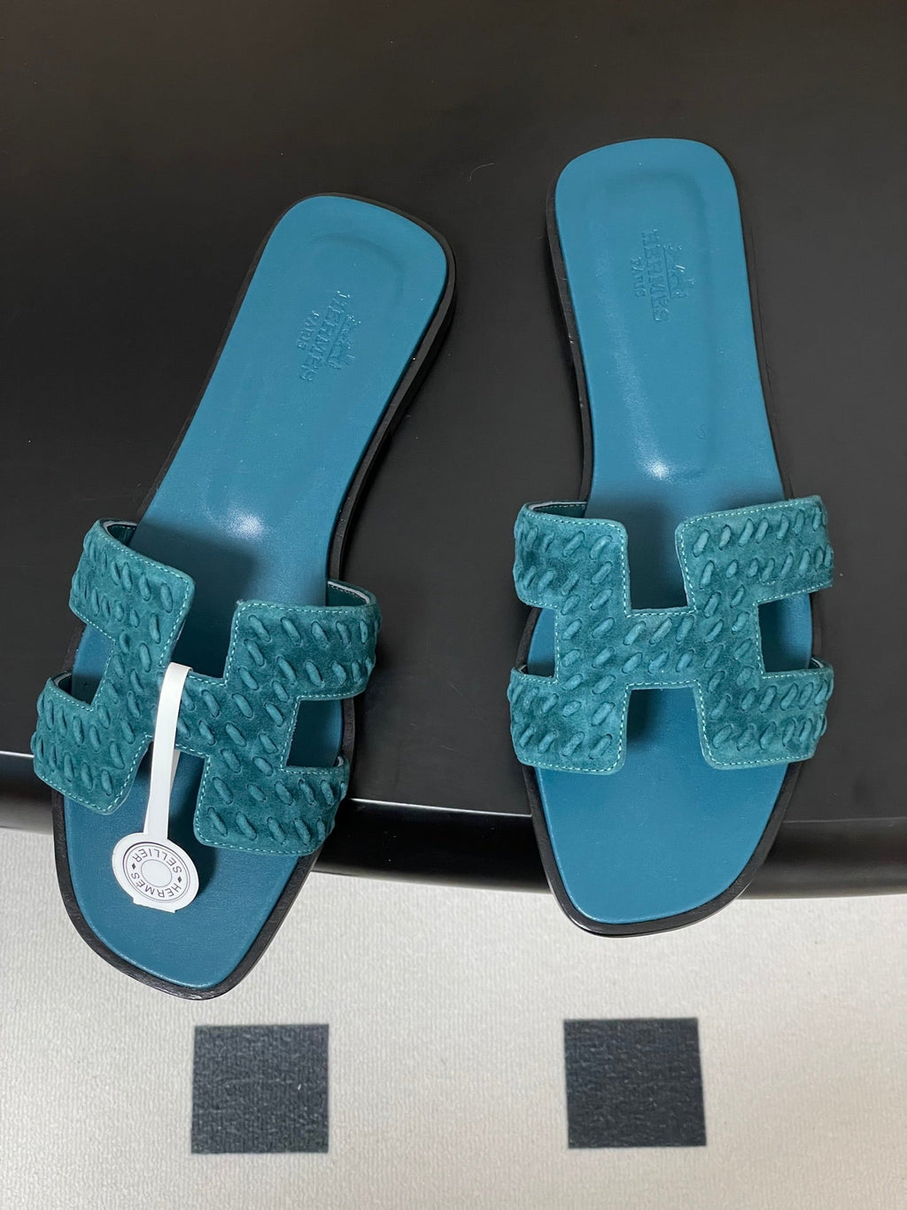 HM 25S ORAN SANDAL IN DARK BLUE SUEDE AND LAMBSKIN