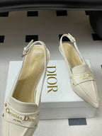 DIOR 25S BOY SLINGBACK HIGH HEELS 50 MM IN WHITE LAMBSKIN