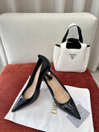 DIOR TRIBALES HIGH HEELS 80 MM 25S IN BLACK GLOSSY LEATHER