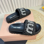 Black Sheepskin Diamond Slippers