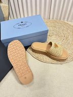 Crochet Flatform Slides 40 Lightweight Cork Sole Beige
