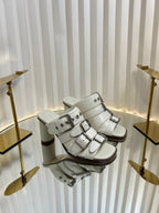 PUNK HEEL SLIDES 25S 80MM IN WHITE CALFSKIN