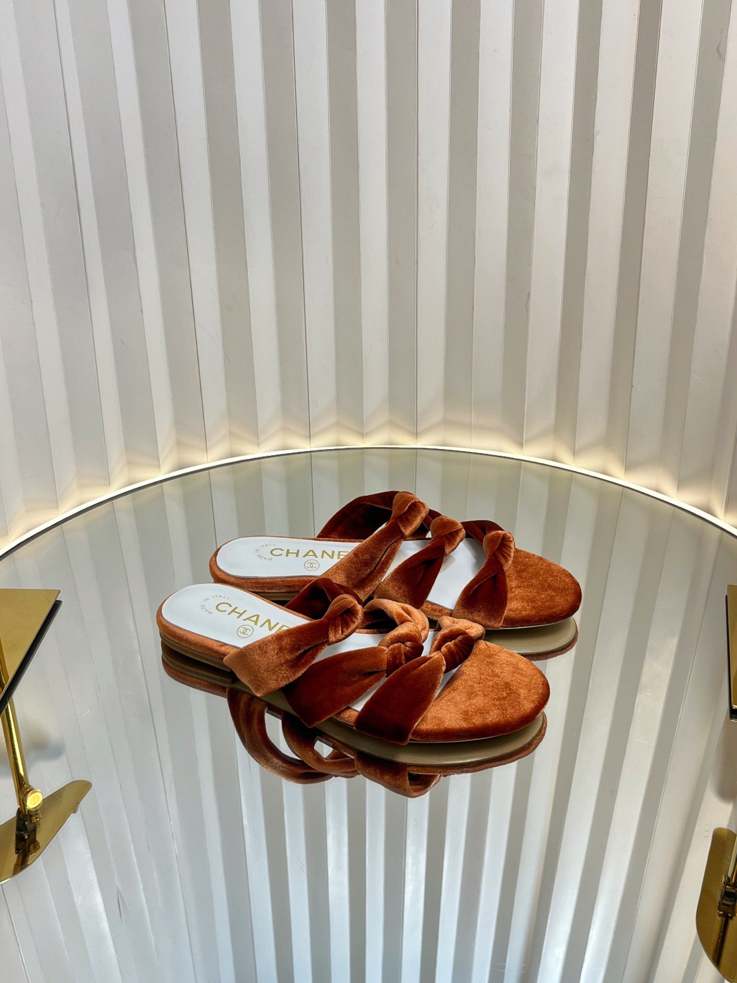 THREE STRAPS MULE IN RUSSET BROWN VELVET