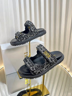 DIORACT SLIDES 25MM IN BLACK TWEED