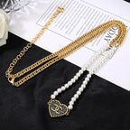 CHANEL 25S CHAIN BELT IN WHITE PEARL 614479