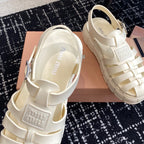 ROMAN THICK-SOLED SANDALS WHITE CREAM CALFSKIN
