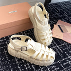 ROMAN THICK-SOLED SANDALS WHITE CREAM CALFSKIN