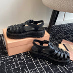 ROMAN THICK-SOLED SANDALS BLACK CALFSKIN