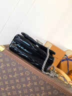 LV GO-14 MM 23cm Black Patent Leather Metal HW