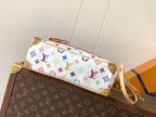 LV Handbag East West White Beige Monogram Canvas Cowhide